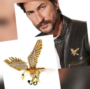 Nwot Anthro Take Flight Eagle Brooch Pin Jacket Coat Usa American Statement
